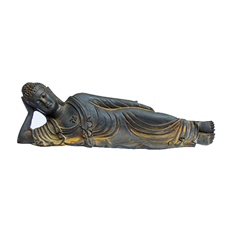 Buddha Stones Leżący Budda Siakjamuni Żelazo Proszek Rdza Odlew Żywicy Statua Dekoracja Domu - image 14
