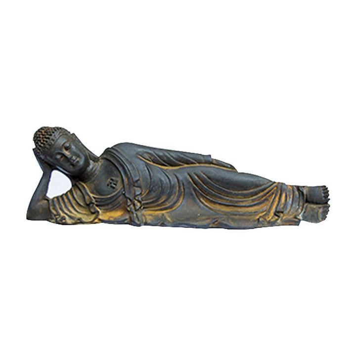 Buddha Stones Leżący Budda Siakjamuni Żelazo Proszek Rdza Odlew Żywicy Statua Dekoracja Domu - image 14