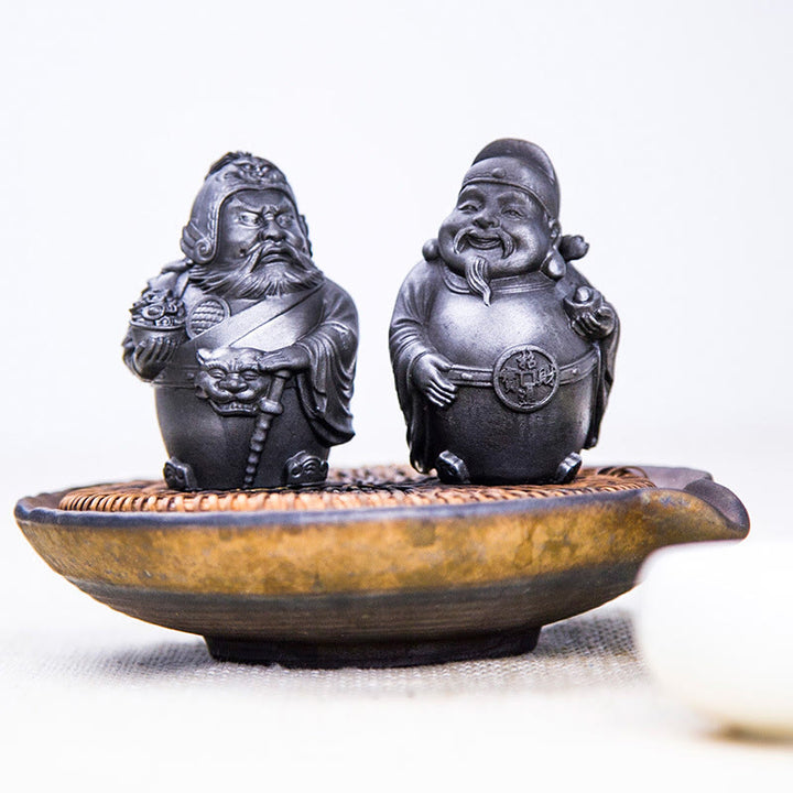 Buddha Stones Ręcznie robione Literackie Wojskowe Bóg Bogactwa Proszek Żelaza Rdza Odlew Żywicy Statua Dekoracja Domu