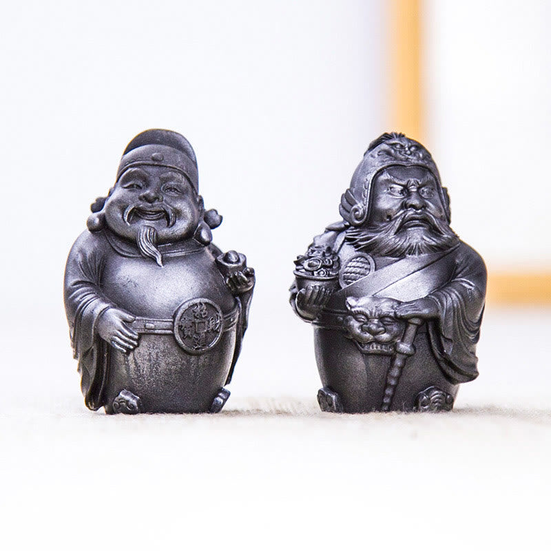 Buddha Stones Ręcznie robione Literackie Wojskowe Bóg Bogactwa Proszek Żelaza Rdza Odlew Żywicy Statua Dekoracja Domu - Wersja polerowana - Zestaw 2 szt. - image 21
