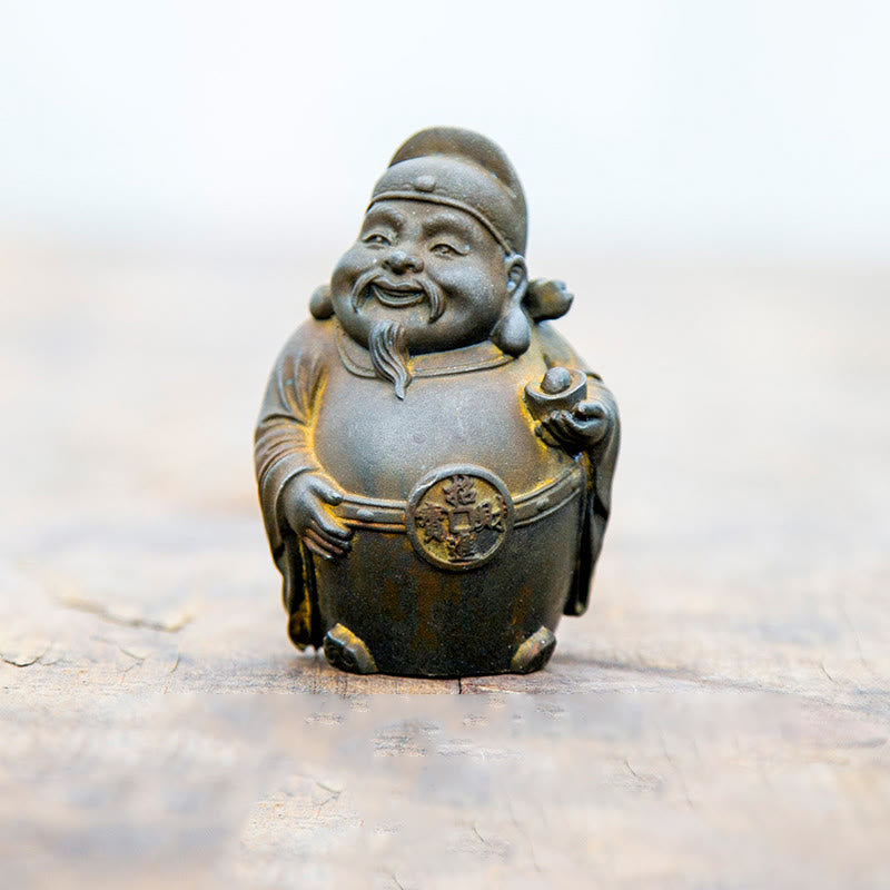 Buddha Stones Ręcznie robione Literackie Wojskowe Bóg Bogactwa Proszek Żelaza Rdza Odlew Żywicy Statua Dekoracja Domu - Wersja Rust - Literacki Bóg Bogactwa 7*4,6*4 cm - image 2