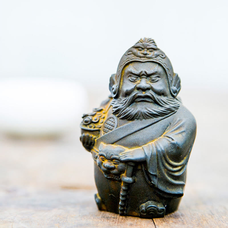 Buddha Stones Ręcznie robione Literackie Wojskowe Bóg Bogactwa Proszek Żelaza Rdza Odlew Żywicy Statua Dekoracja Domu - image 8