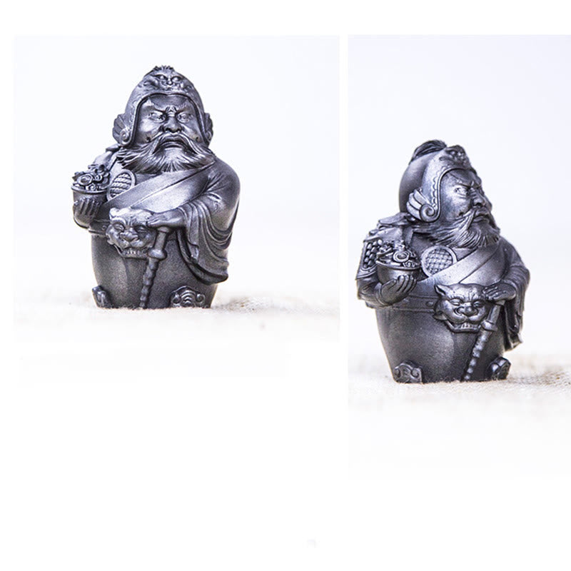 Buddha Stones Ręcznie robione Literackie Wojskowe Bóg Bogactwa Proszek Żelaza Rdza Odlew Żywicy Statua Dekoracja Domu