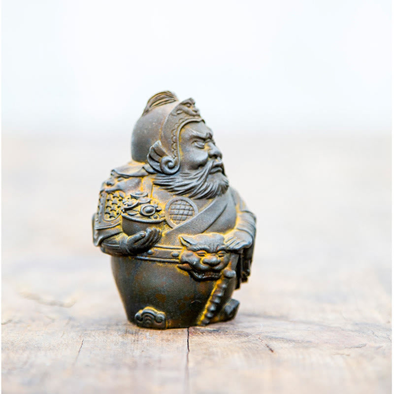 Buddha Stones Ręcznie robione Literackie Wojskowe Bóg Bogactwa Proszek Żelaza Rdza Odlew Żywicy Statua Dekoracja Domu