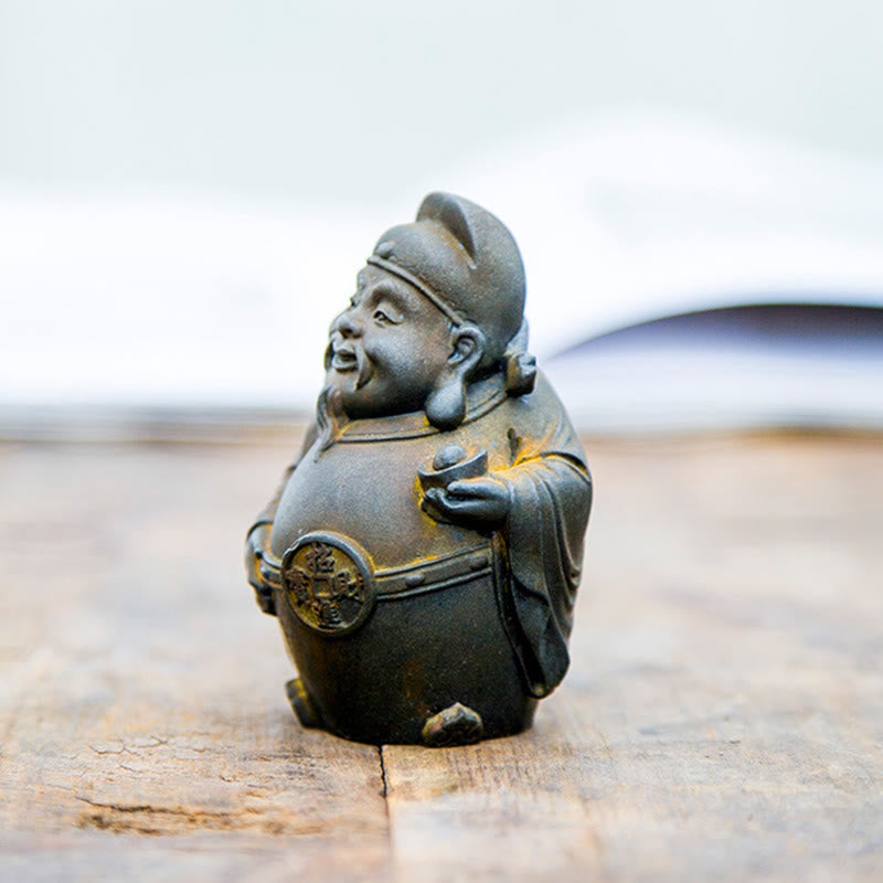Buddha Stones Ręcznie robione Literackie Wojskowe Bóg Bogactwa Proszek Żelaza Rdza Odlew Żywicy Statua Dekoracja Domu