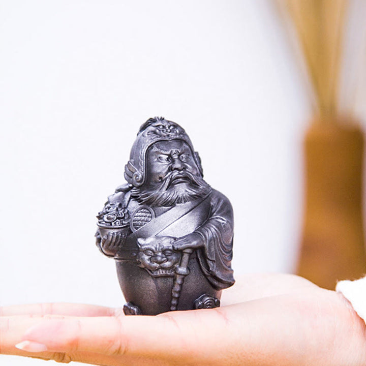 Buddha Stones Ręcznie robione Literackie Wojskowe Bóg Bogactwa Proszek Żelaza Rdza Odlew Żywicy Statua Dekoracja Domu