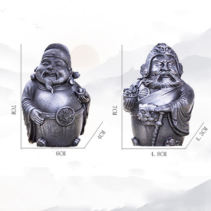 Buddha Stones Ręcznie robione Literackie Wojskowe Bóg Bogactwa Proszek Żelaza Rdza Odlew Żywicy Statua Dekoracja Domu