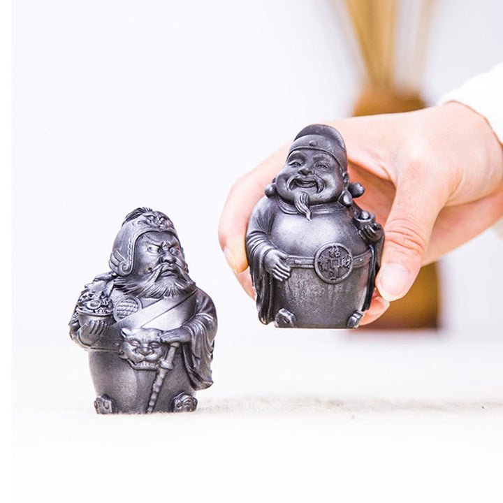 Buddha Stones Ręcznie robione Literackie Wojskowe Bóg Bogactwa Proszek Żelaza Rdza Odlew Żywicy Statua Dekoracja Domu