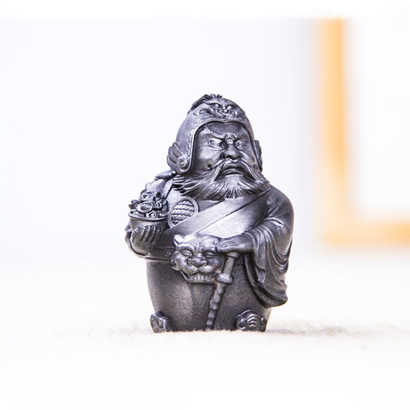 Buddha Stones Ręcznie robione Literackie Wojskowe Bóg Bogactwa Proszek Żelaza Rdza Odlew Żywicy Statua Dekoracja Domu