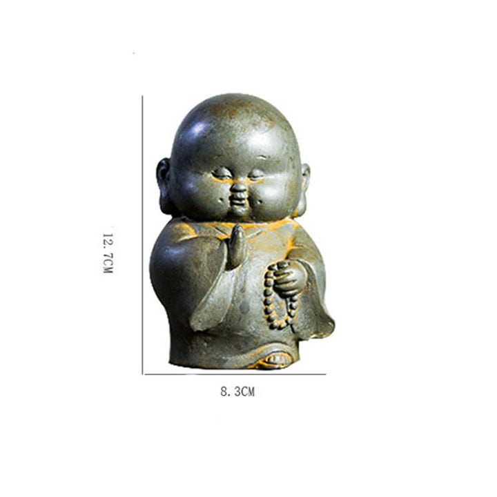 Buddha Stones Ręcznie Robione Mały Mnich Żelazo Proszek Rdza Odlew Żywicy Statuetka Dekoracja Domu