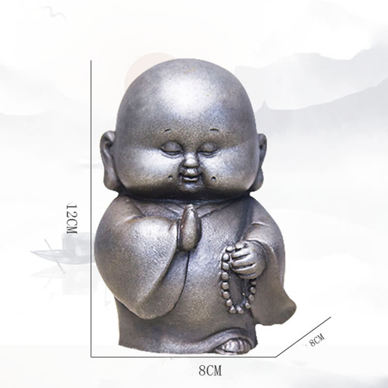 Buddha Stones Ręcznie Robione Mały Mnich Żelazo Proszek Rdza Odlew Żywicy Statuetka Dekoracja Domu