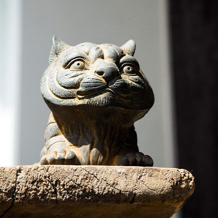 Buddha Stones ręcznie robione małe śliczne tygrysie żelazo proszek rdza odlew żywiczny statua dekoracja domu