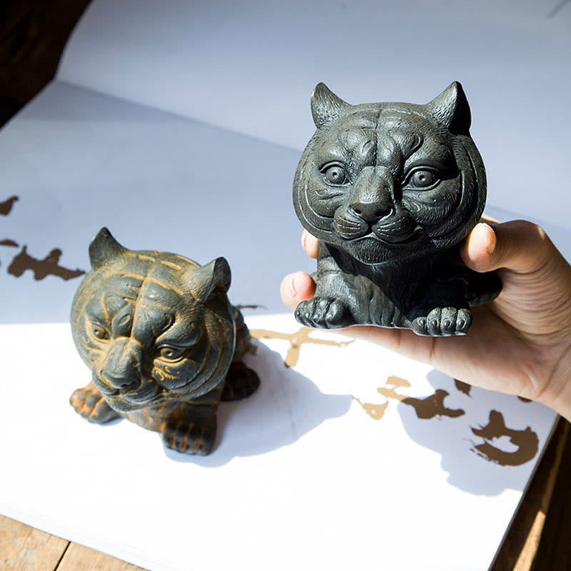 Buddha Stones ręcznie robione małe śliczne tygrysie żelazo proszek rdza odlew żywiczny statua dekoracja domu