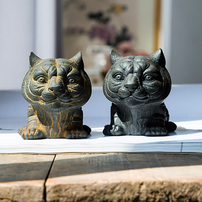 Buddha Stones ręcznie robione małe śliczne tygrysie żelazo proszek rdza odlew żywiczny statua dekoracja domu