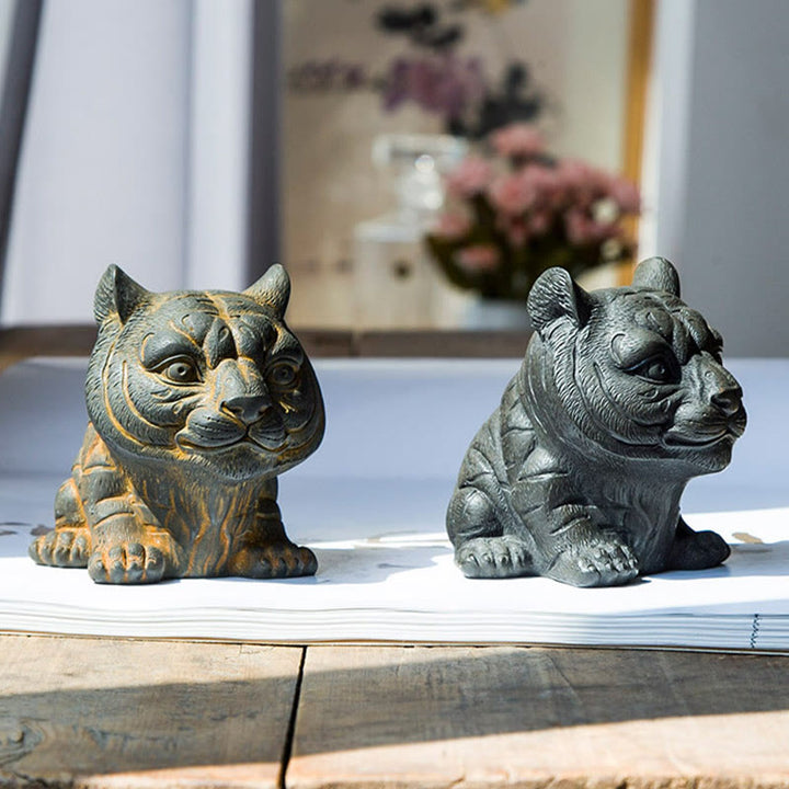 Buddha Stones ręcznie robione małe śliczne tygrysie żelazo proszek rdza odlew żywiczny statua dekoracja domu