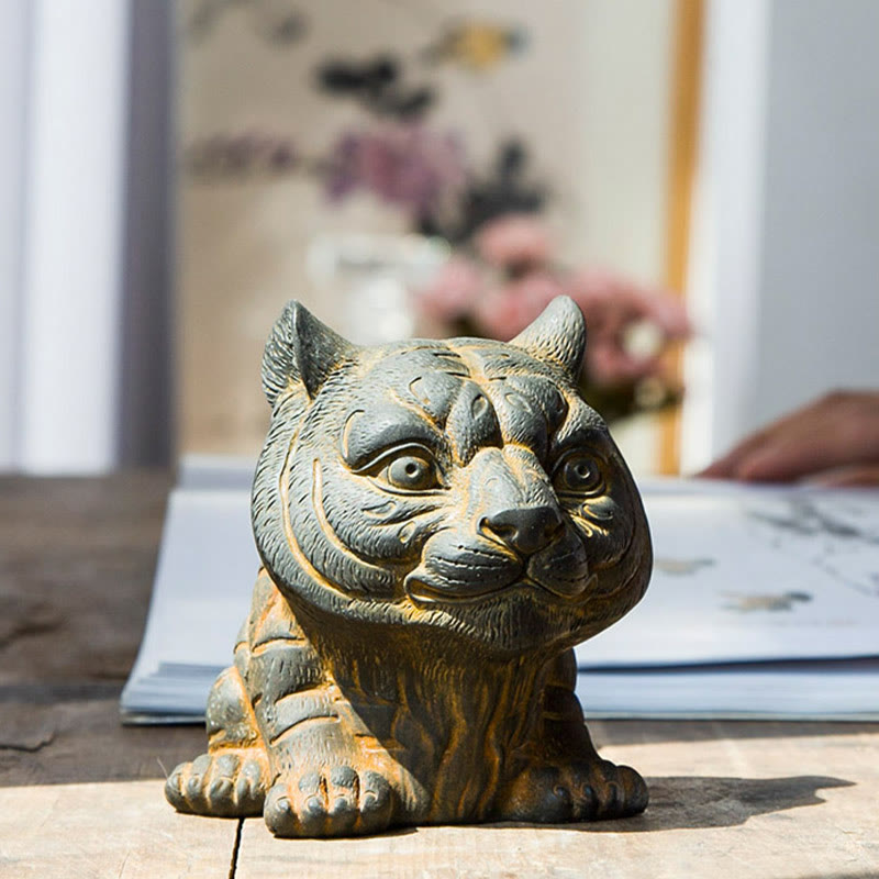 Buddha Stones ręcznie robione małe śliczne tygrysie żelazo proszek rdza odlew żywiczny statua dekoracja domu - image 1