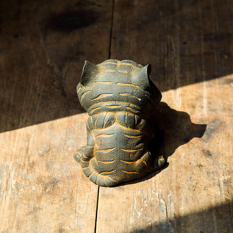Buddha Stones ręcznie robione małe śliczne tygrysie żelazo proszek rdza odlew żywiczny statua dekoracja domu