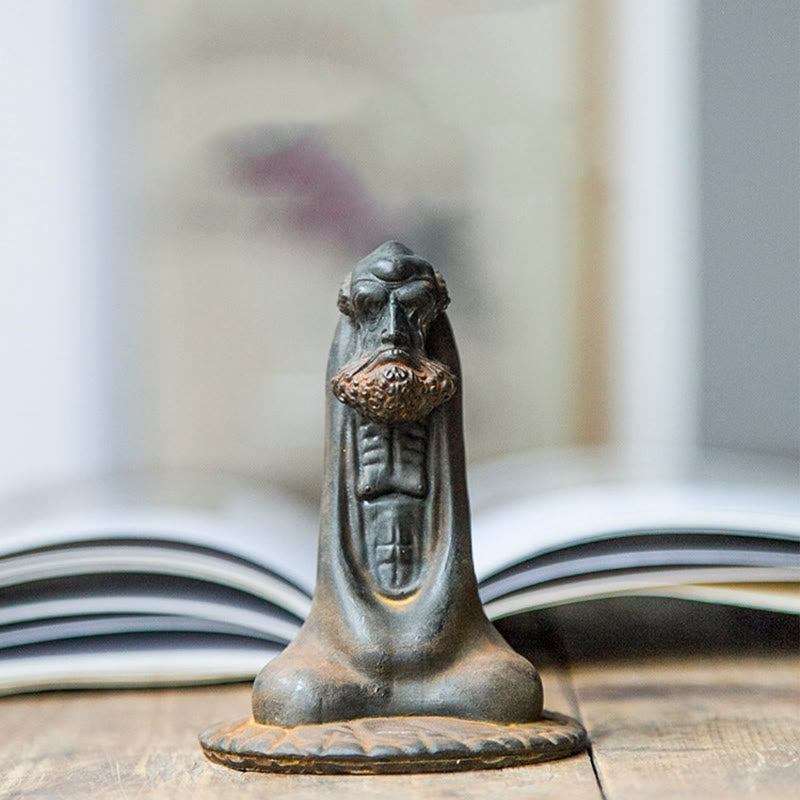 Buddha Stones Ręcznie Robione Bodhidharma Żelazo Proszek Rdza Odlew Żywicy Statua Dekoracja Domu - image 1