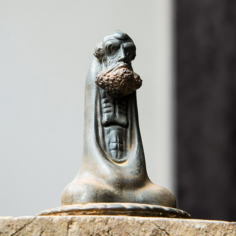 Buddha Stones Ręcznie Robione Bodhidharma Żelazo Proszek Rdza Odlew Żywicy Statua Dekoracja Domu