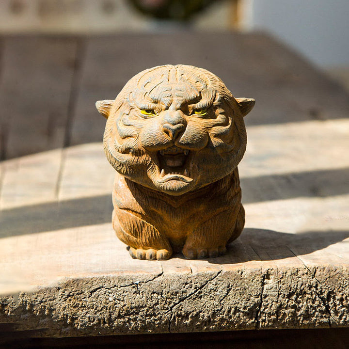 Buddha Stones ręcznie robione miniaturowe ryczące tygrysy żelazny proszek rdza odlew żywiczny dekoracja domu