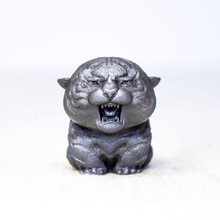 Buddha Stones ręcznie robione miniaturowe ryczące tygrysy żelazny proszek rdza odlew żywiczny dekoracja domu - Wersja polerowana 7,5*5,5 cm - image 17