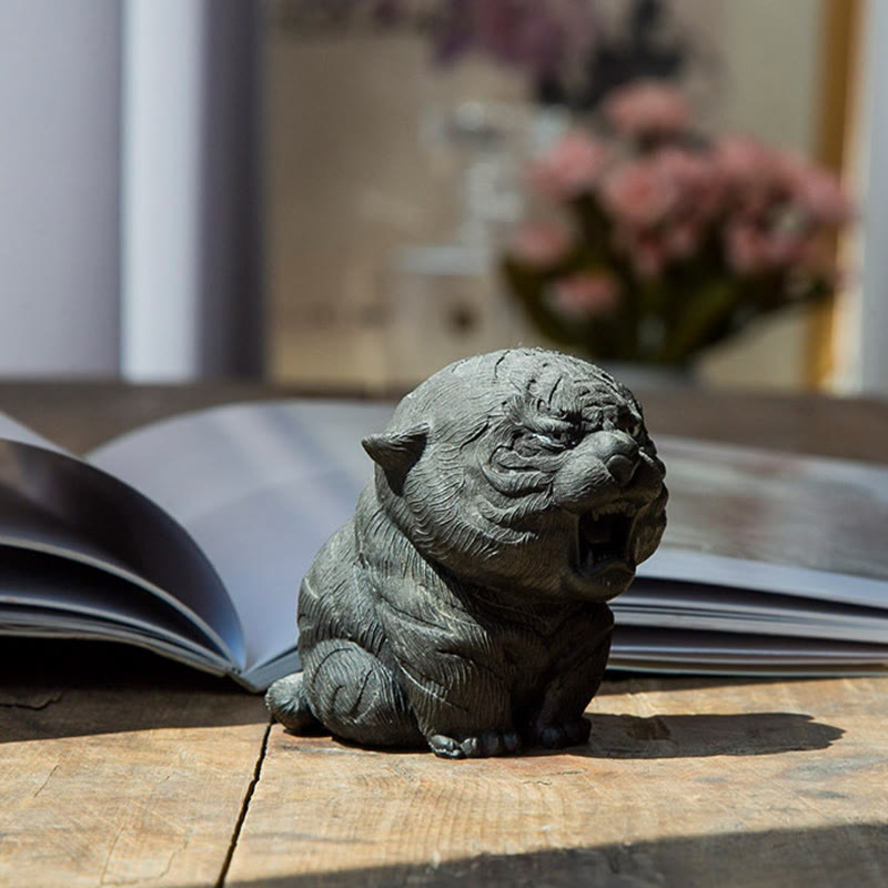 Buddha Stones ręcznie robione miniaturowe ryczące tygrysy żelazny proszek rdza odlew żywiczny dekoracja domu - image 14