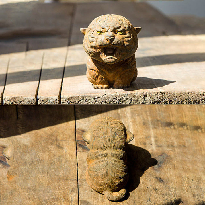 Buddha Stones ręcznie robione miniaturowe ryczące tygrysy żelazny proszek rdza odlew żywiczny dekoracja domu