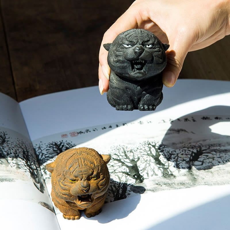 Buddha Stones ręcznie robione miniaturowe ryczące tygrysy żelazny proszek rdza odlew żywiczny dekoracja domu - image 2