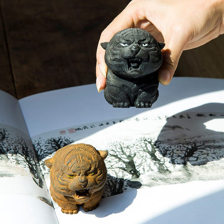 Buddha Stones ręcznie robione miniaturowe ryczące tygrysy żelazny proszek rdza odlew żywiczny dekoracja domu - image 2