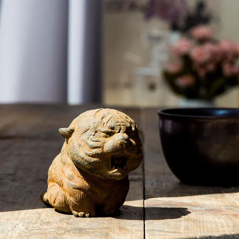 Buddha Stones ręcznie robione miniaturowe ryczące tygrysy żelazny proszek rdza odlew żywiczny dekoracja domu
