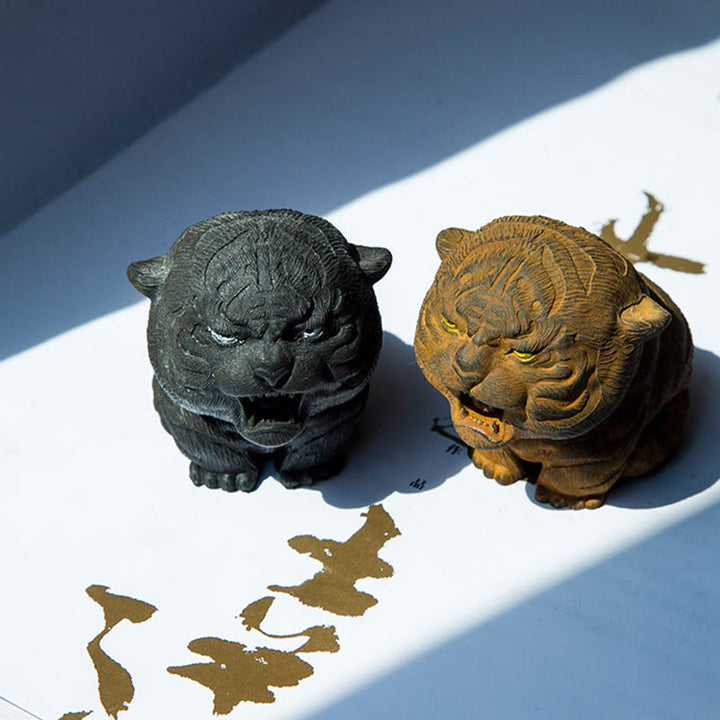 Buddha Stones ręcznie robione miniaturowe ryczące tygrysy żelazny proszek rdza odlew żywiczny dekoracja domu