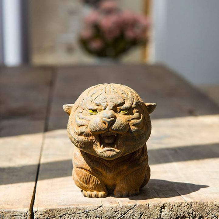 Buddha Stones ręcznie robione miniaturowe ryczące tygrysy żelazny proszek rdza odlew żywiczny dekoracja domu