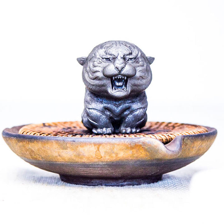 Buddha Stones ręcznie robione miniaturowe ryczące tygrysy żelazny proszek rdza odlew żywiczny dekoracja domu - image 18