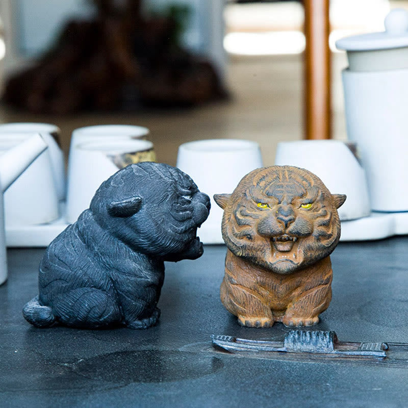 Buddha Stones ręcznie robione miniaturowe ryczące tygrysy żelazny proszek rdza odlew żywiczny dekoracja domu - image 6