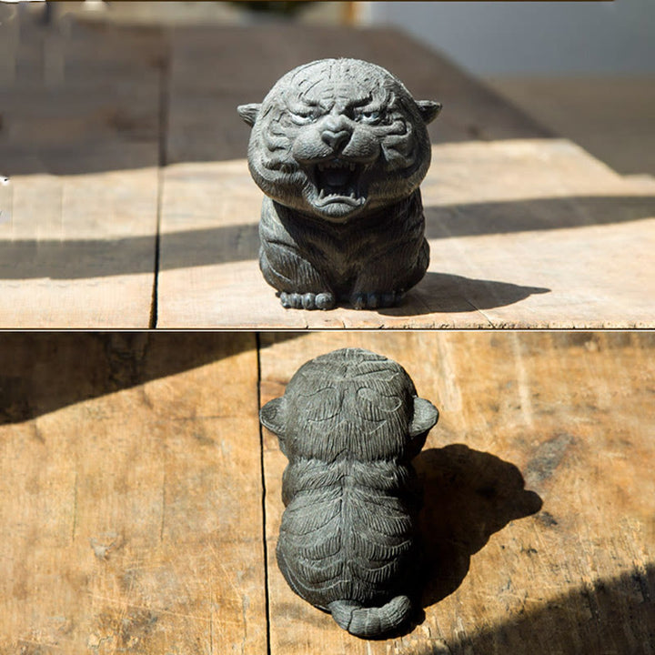 Buddha Stones ręcznie robione miniaturowe ryczące tygrysy żelazny proszek rdza odlew żywiczny dekoracja domu - image 16