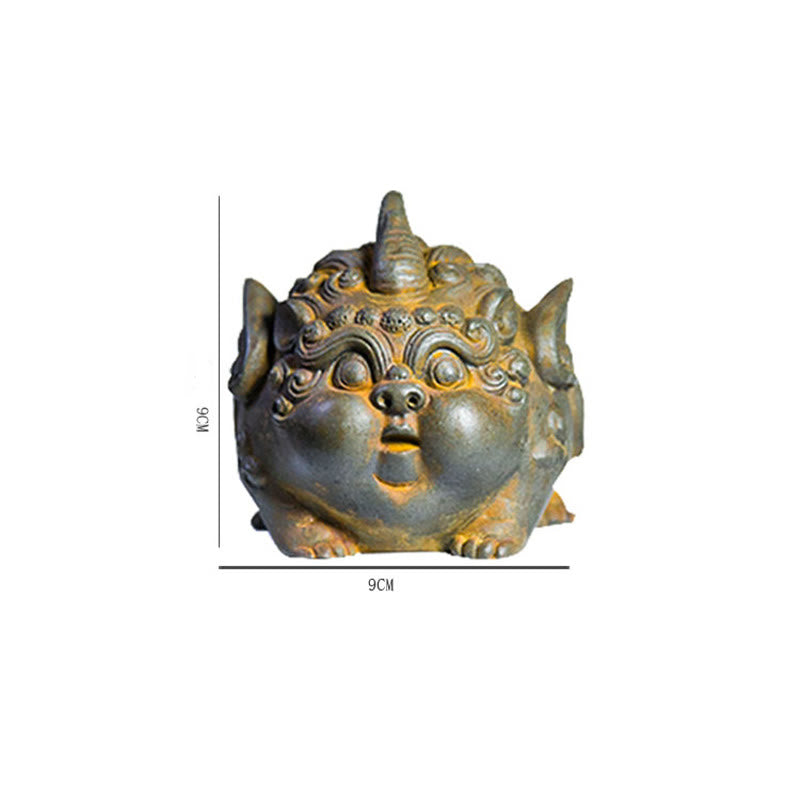 Buddha Stones Ręcznie Bogactwo PiXiu Żelazo Proszek Rdza Odlew Żywicy Statua Dekoracja Domu