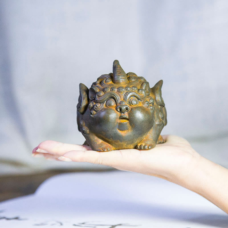 Buddha Stones Ręcznie Bogactwo PiXiu Żelazo Proszek Rdza Odlew Żywicy Statua Dekoracja Domu - image 4