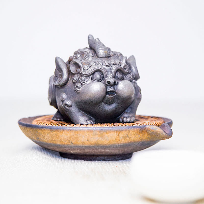 Buddha Stones Ręcznie Bogactwo PiXiu Żelazo Proszek Rdza Odlew Żywicy Statua Dekoracja Domu