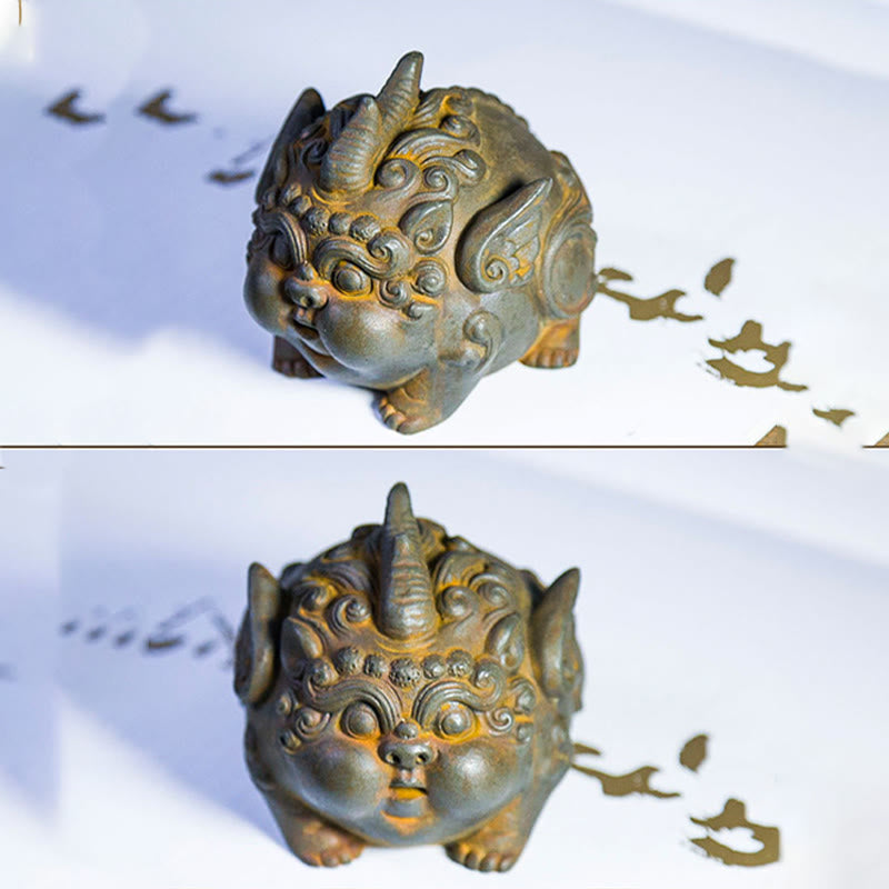 Buddha Stones Ręcznie Bogactwo PiXiu Żelazo Proszek Rdza Odlew Żywicy Statua Dekoracja Domu - image 11