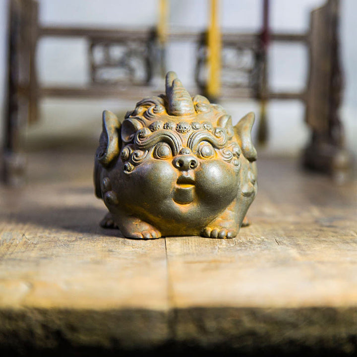 Buddha Stones Ręcznie Bogactwo PiXiu Żelazo Proszek Rdza Odlew Żywicy Statua Dekoracja Domu