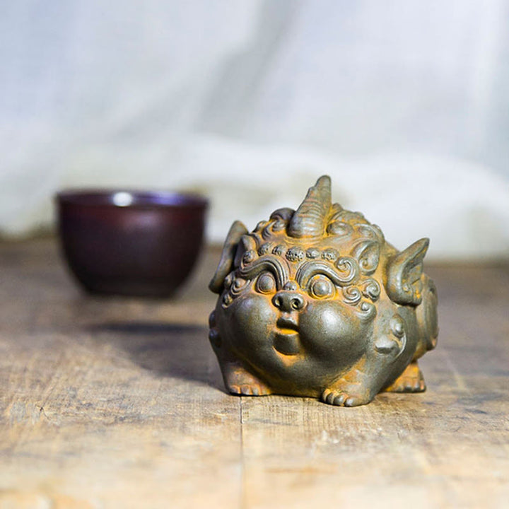 Buddha Stones Ręcznie Bogactwo PiXiu Żelazo Proszek Rdza Odlew Żywicy Statua Dekoracja Domu