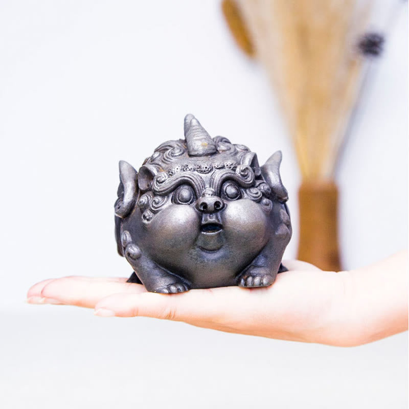 Buddha Stones Ręcznie Bogactwo PiXiu Żelazo Proszek Rdza Odlew Żywicy Statua Dekoracja Domu