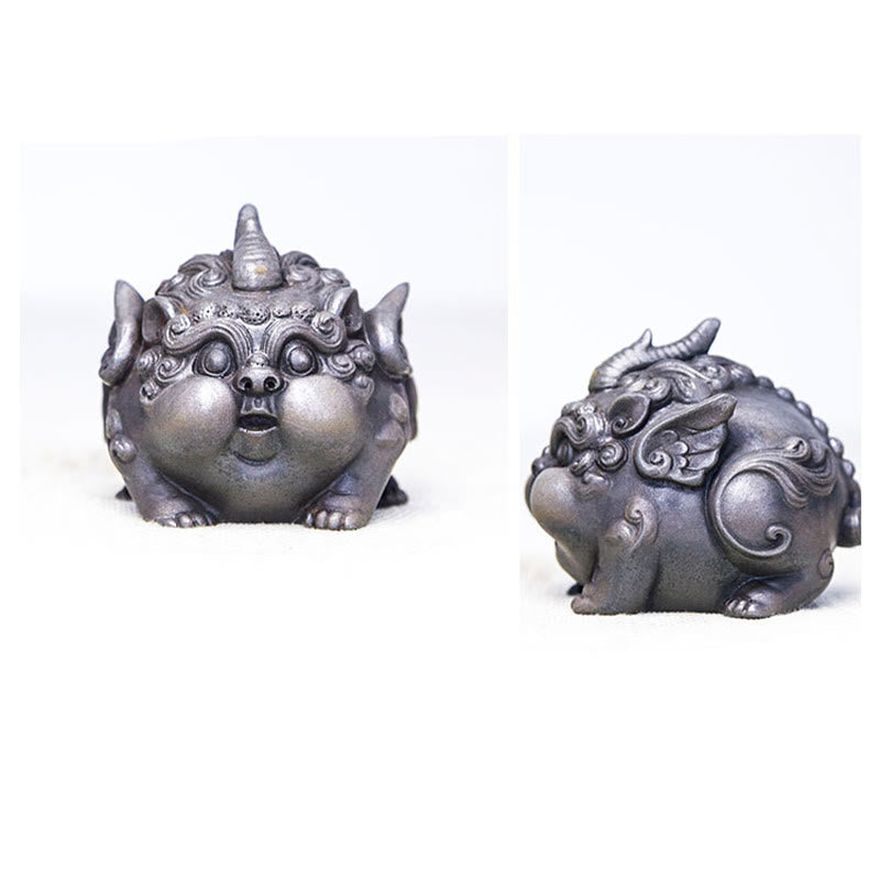 Buddha Stones Ręcznie Bogactwo PiXiu Żelazo Proszek Rdza Odlew Żywicy Statua Dekoracja Domu