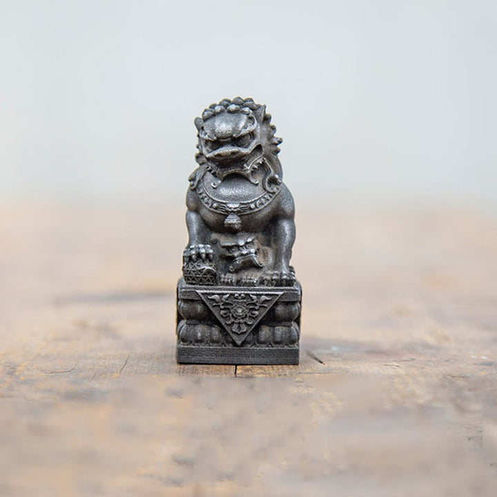 Buddha Stones Ręcznie robione Lwy Fu Foo Psy Żelazo Proszek Rdza Odlew Żywicy Statua Odpędzająca Zło Ochrona Dekoracja Domu
