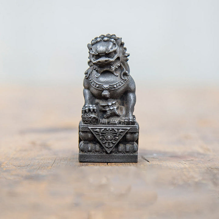 Buddha Stones Ręcznie robione Lwy Fu Foo Psy Żelazo Proszek Rdza Odlew Żywicy Statua Odpędzająca Zło Ochrona Dekoracja Domu
