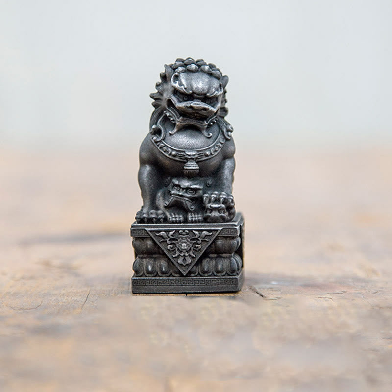 Buddha Stones Ręcznie robione Lwy Fu Foo Psy Żelazo Proszek Rdza Odlew Żywicy Statua Odpędzająca Zło Ochrona Dekoracja Domu