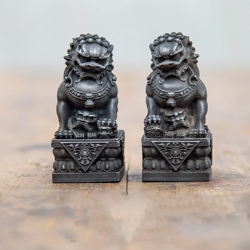 Buddha Stones Ręcznie robione Lwy Fu Foo Psy Żelazo Proszek Rdza Odlew Żywicy Statua Odpędzająca Zło Ochrona Dekoracja Domu