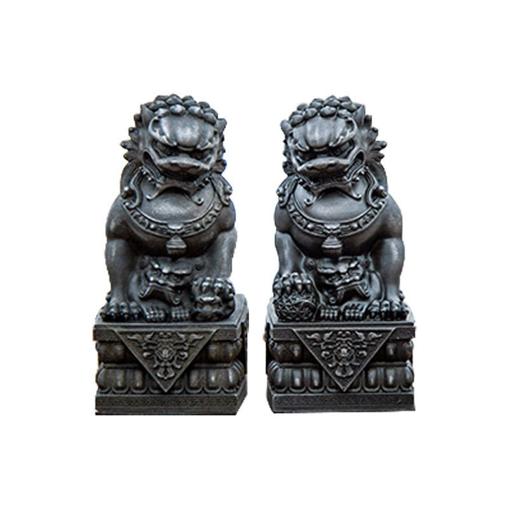 Buddha Stones Ręcznie robione Lwy Fu Foo Psy Żelazo Proszek Rdza Odlew Żywicy Statua Odpędzająca Zło Ochrona Dekoracja Domu