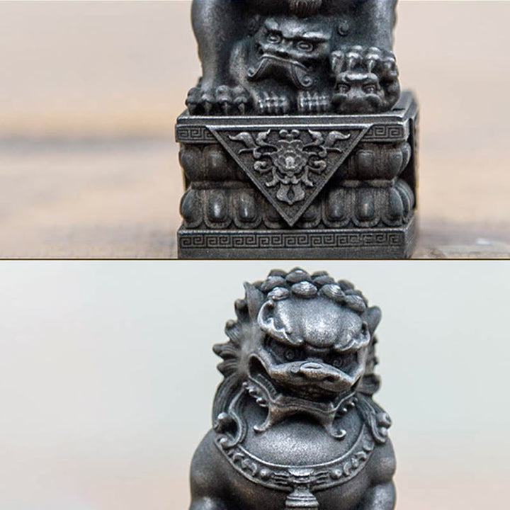 Buddha Stones Ręcznie robione Lwy Fu Foo Psy Żelazo Proszek Rdza Odlew Żywicy Statua Odpędzająca Zło Ochrona Dekoracja Domu