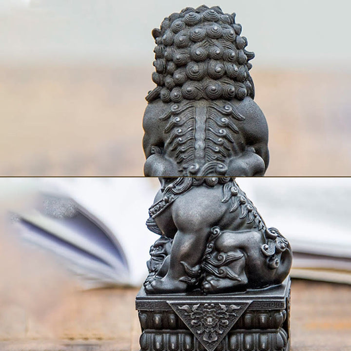 Buddha Stones Ręcznie robione Lwy Fu Foo Psy Żelazo Proszek Rdza Odlew Żywicy Statua Odpędzająca Zło Ochrona Dekoracja Domu